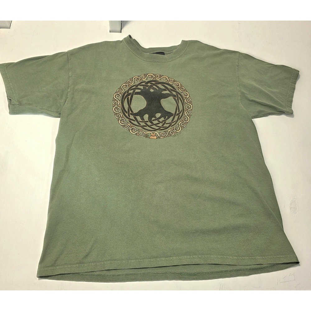 Keltic Designs Jen Delyth Shirt Mens XL Vintage 1990 Olive Green Tree Of Life‎